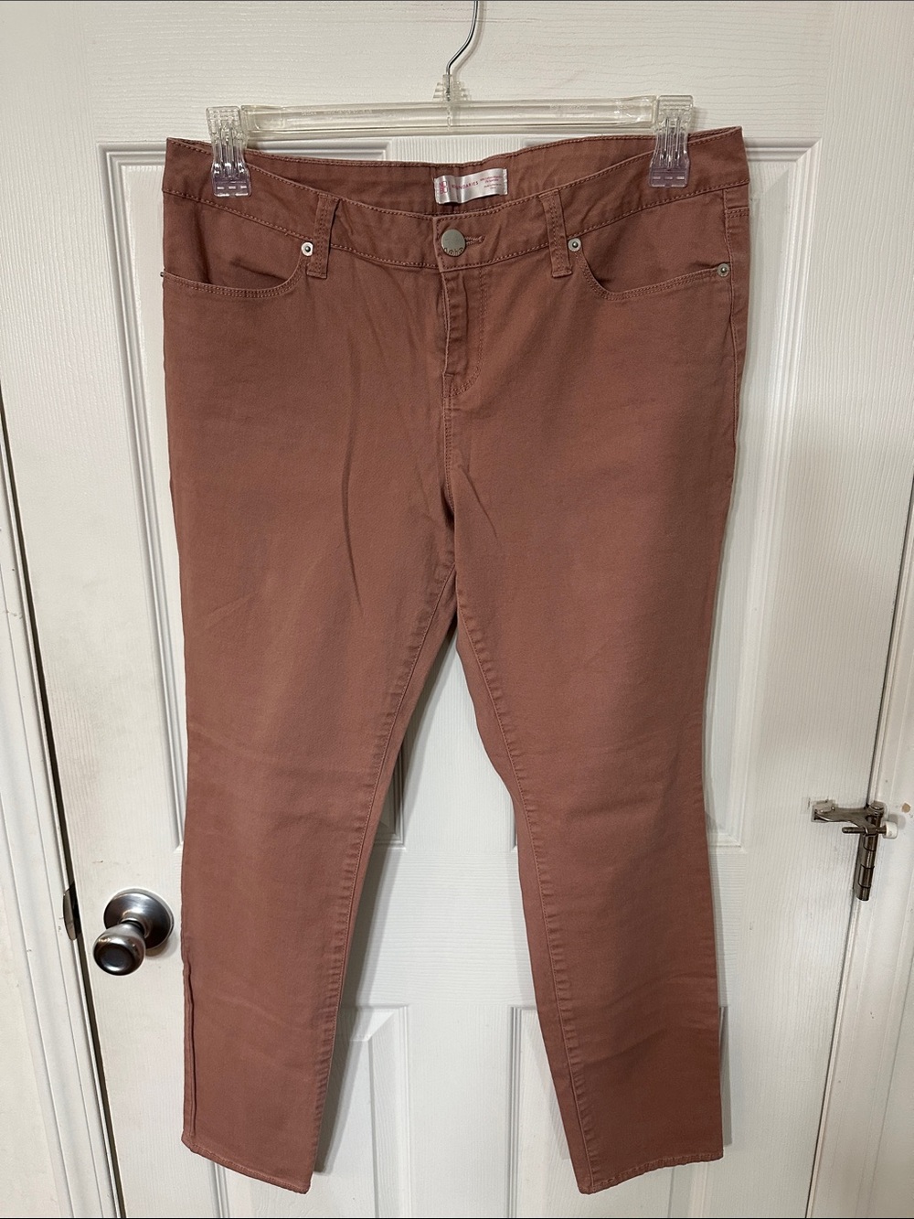 2 pair - Women’s Slim Straight Jeans in Dusty Rose and Khaki